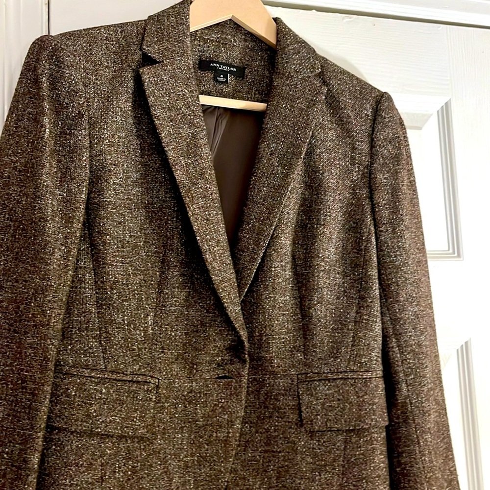 EUC Ann Taylor size 4 tweed brown blazer